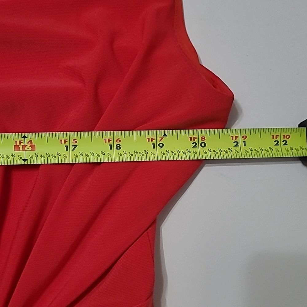 Black Label by Evan Picone Red Sleeveless Twist-Rosette Midi Dress size 16 - Picture 8 of 10